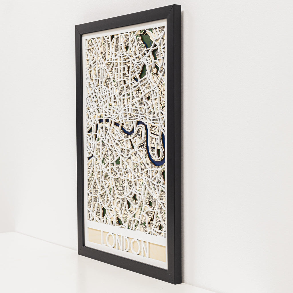 3D London City Map: Modern Minimalist Geometric Wall Art