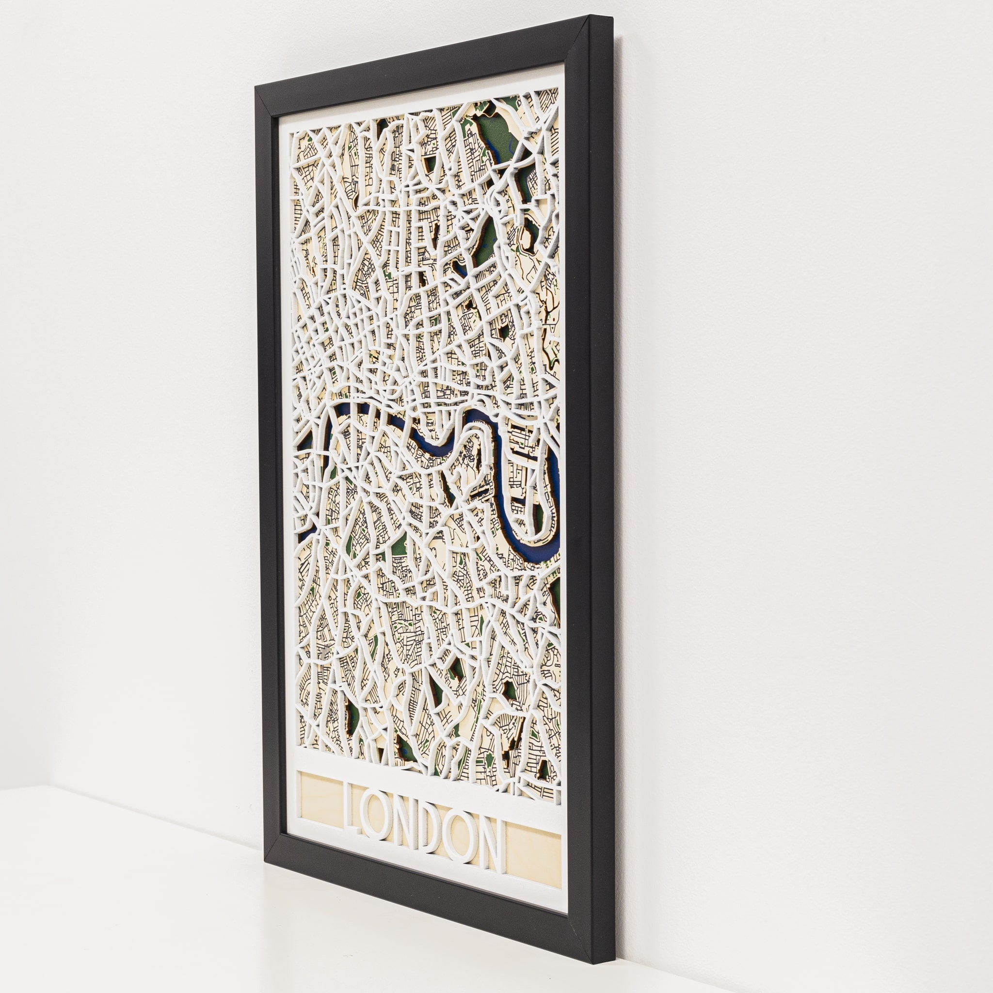 3D London City Map: Modern Minimalist Geometric Wall Art