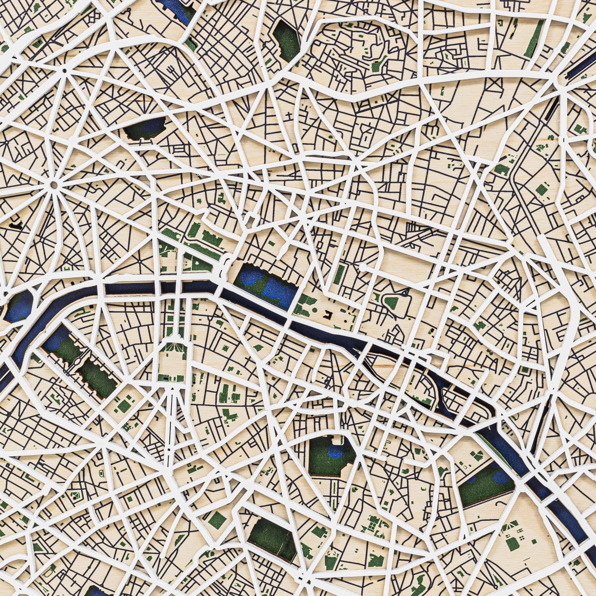 3D Paris City Map Handcrafted Wooden Wall Art Decor