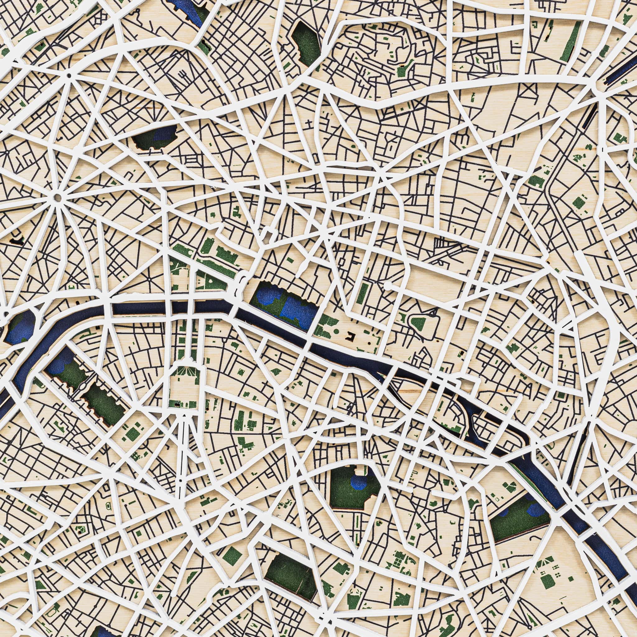 3D Paris City Map Handcrafted Wooden Wall Art Decor