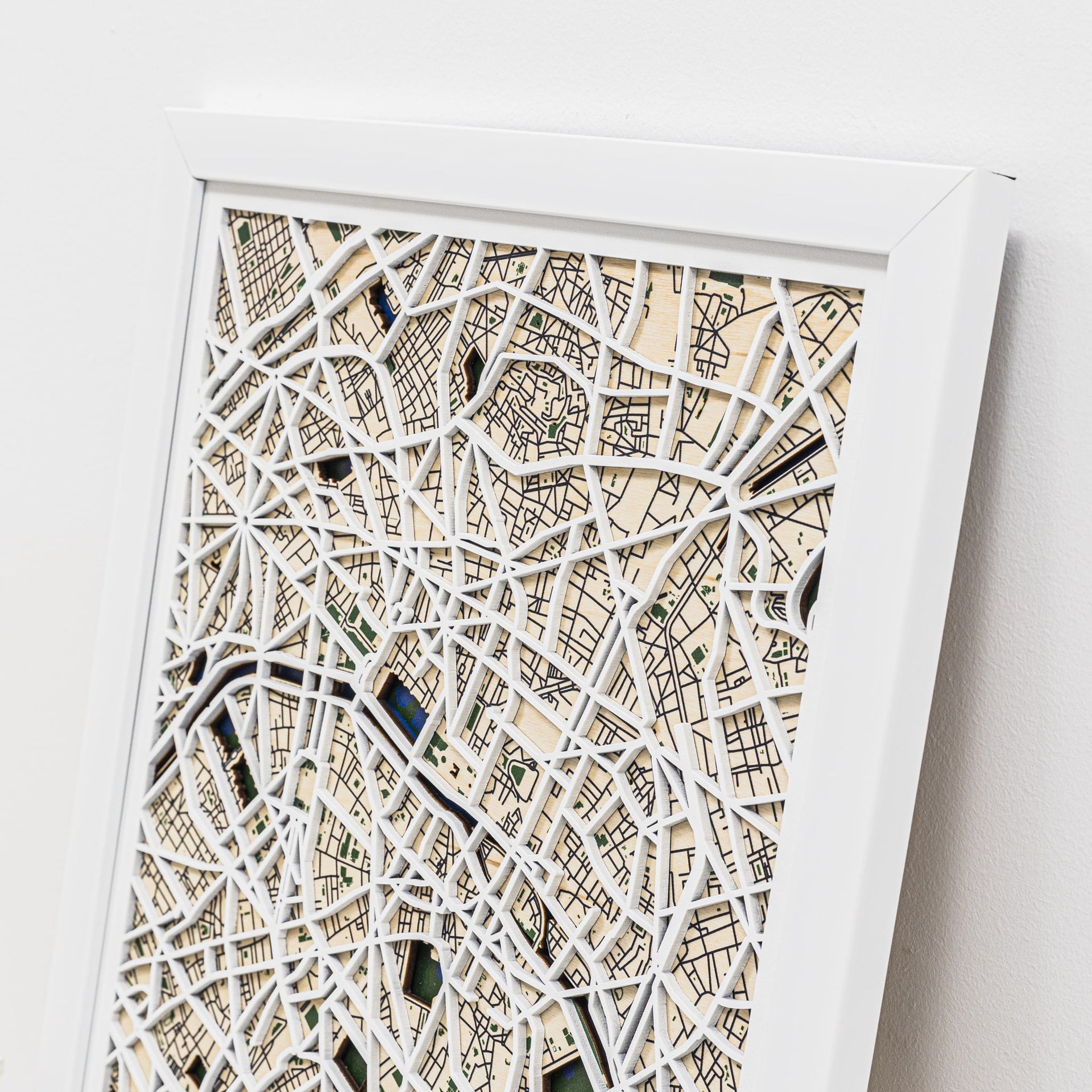 3D Paris City Map Handcrafted Wooden Wall Art Decor
