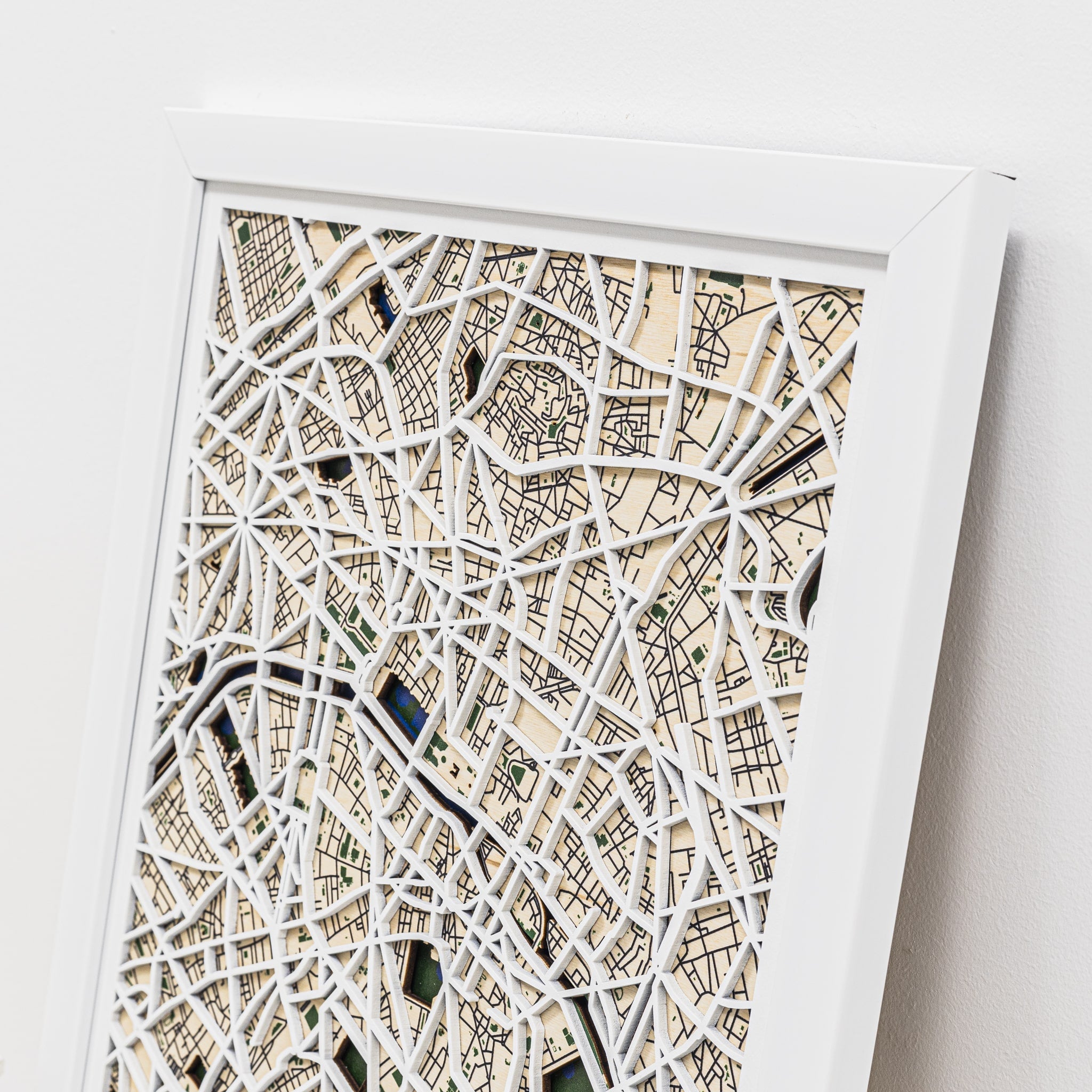 3D Paris City Map Handcrafted Wooden Wall Art Decor