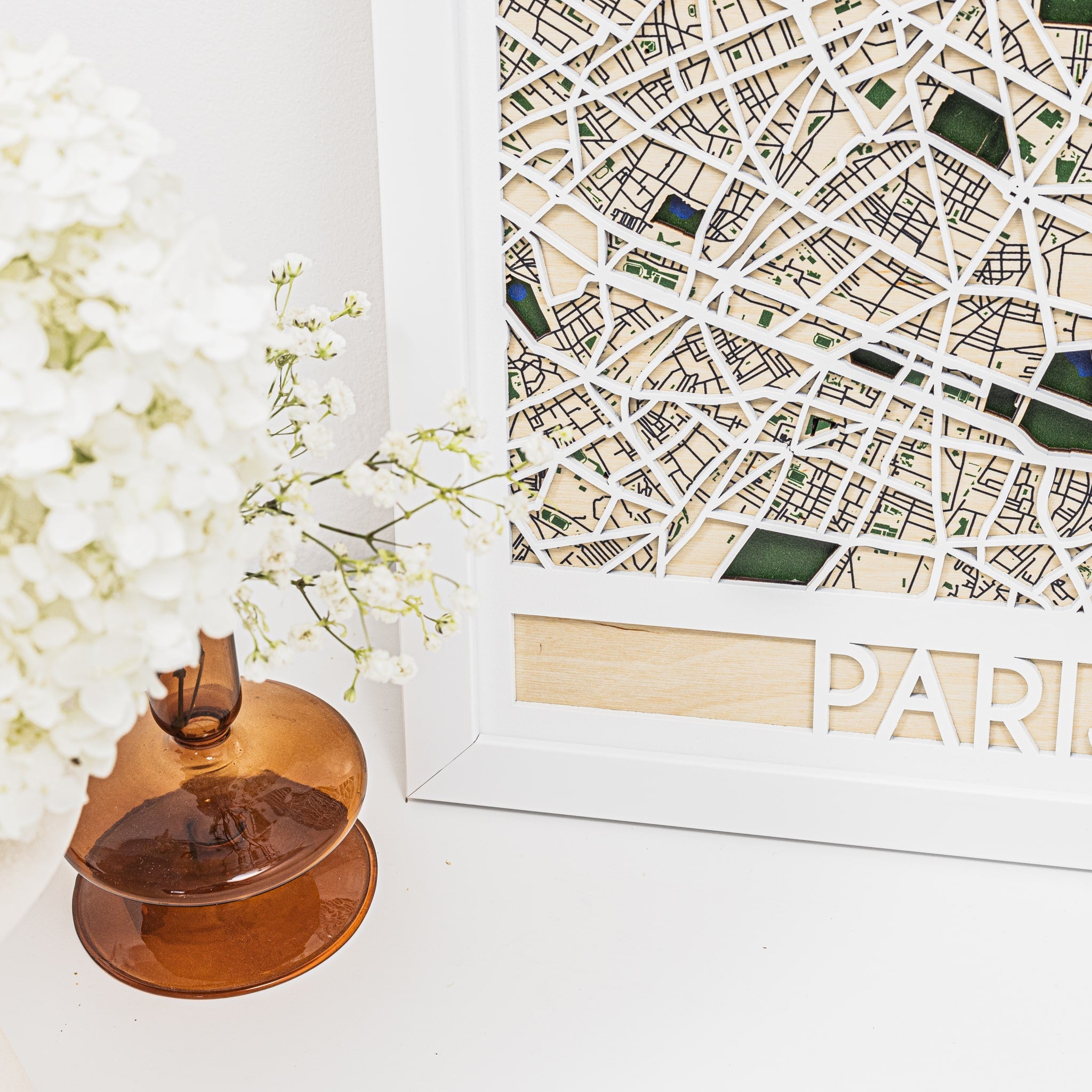 3D Paris City Map Handcrafted Wooden Wall Art Decor
