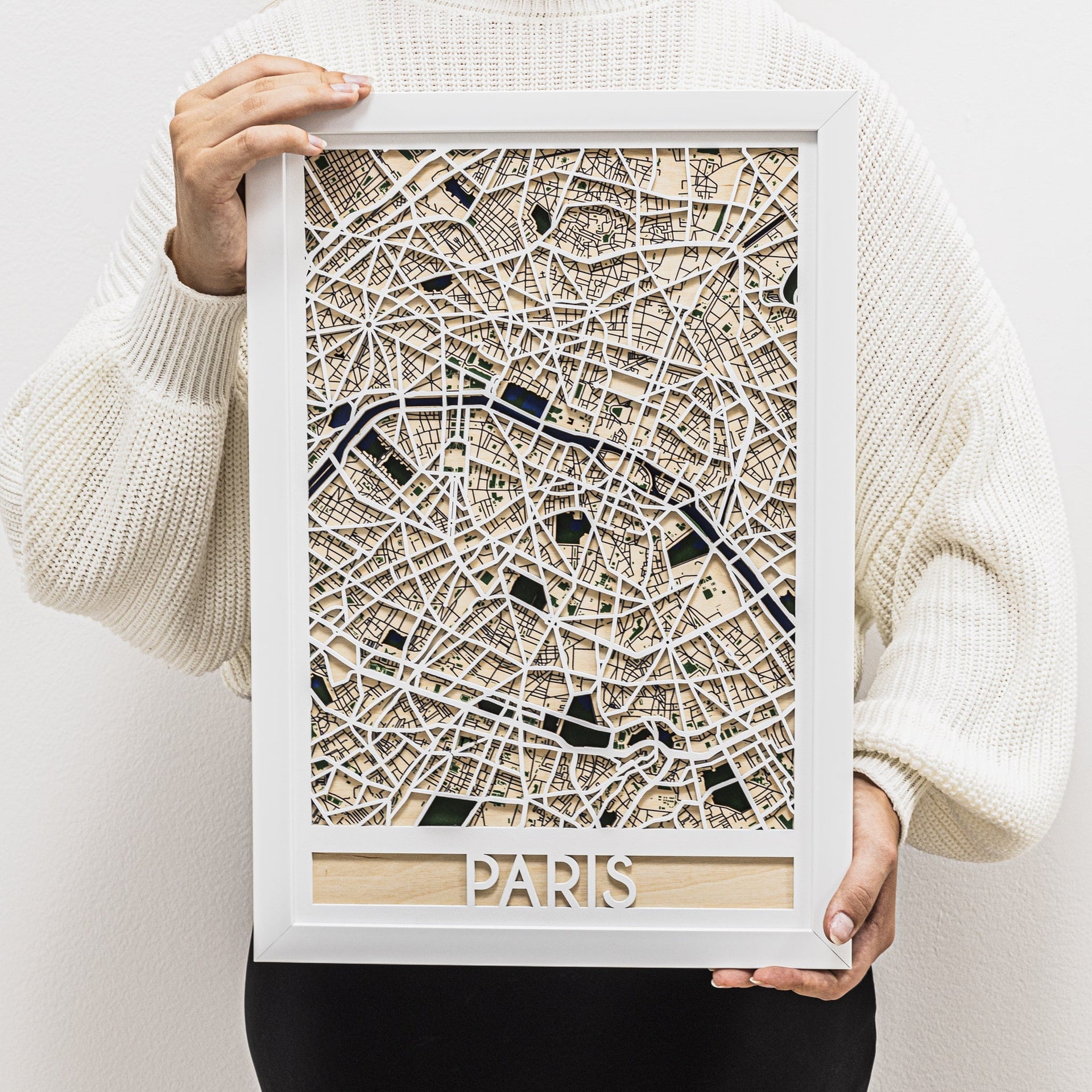 3D Paris City Map Handcrafted Wooden Wall Art Decor