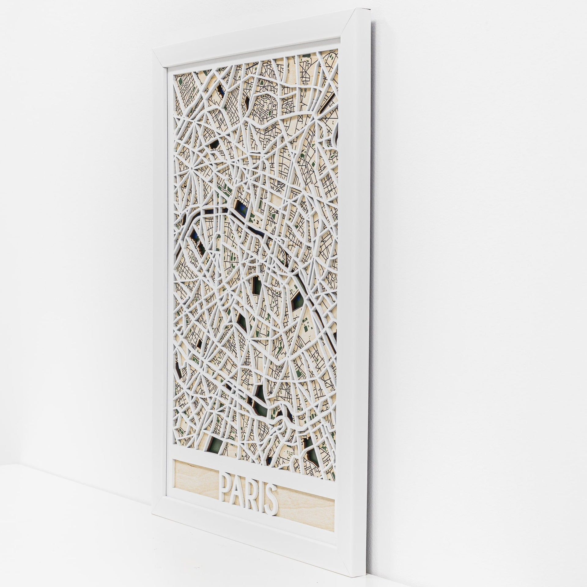 3D Paris City Map Handcrafted Wooden Wall Art Decor