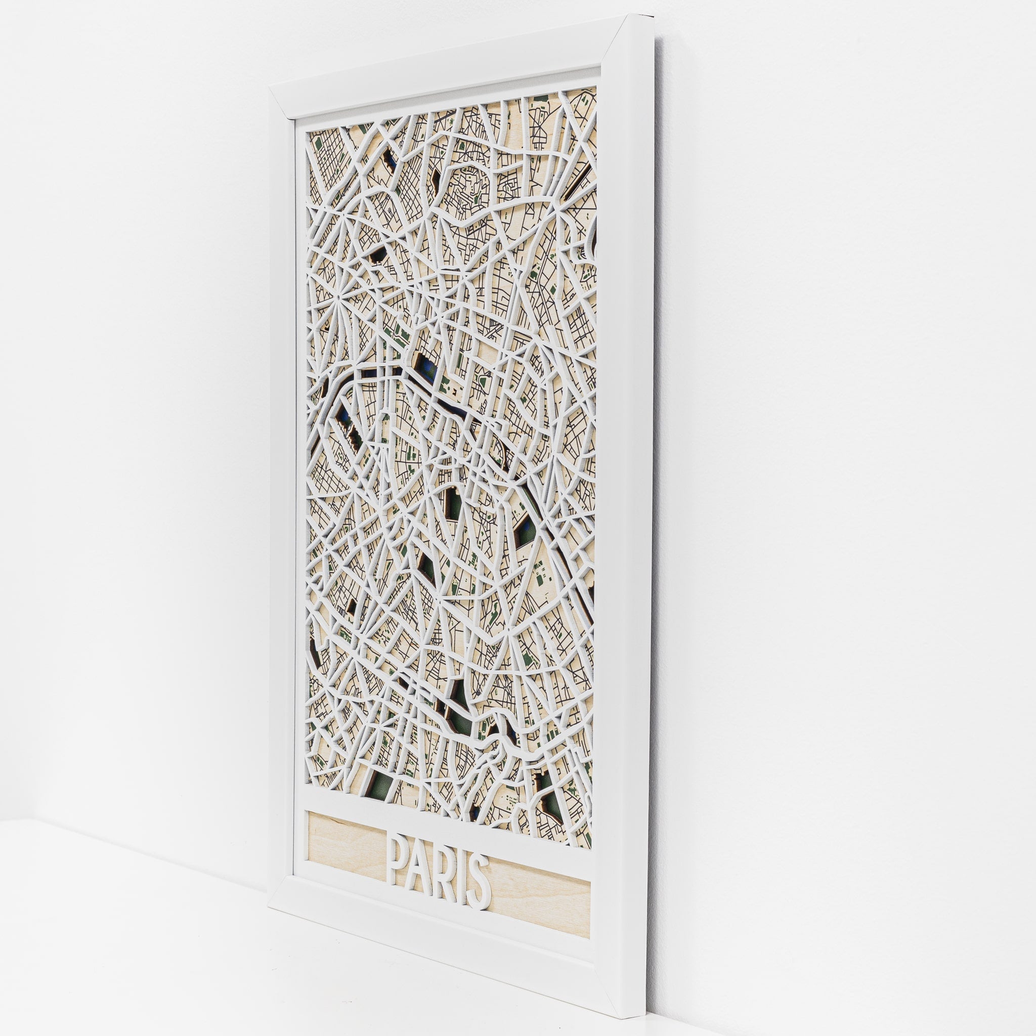 3D Paris City Map Handcrafted Wooden Wall Art Decor
