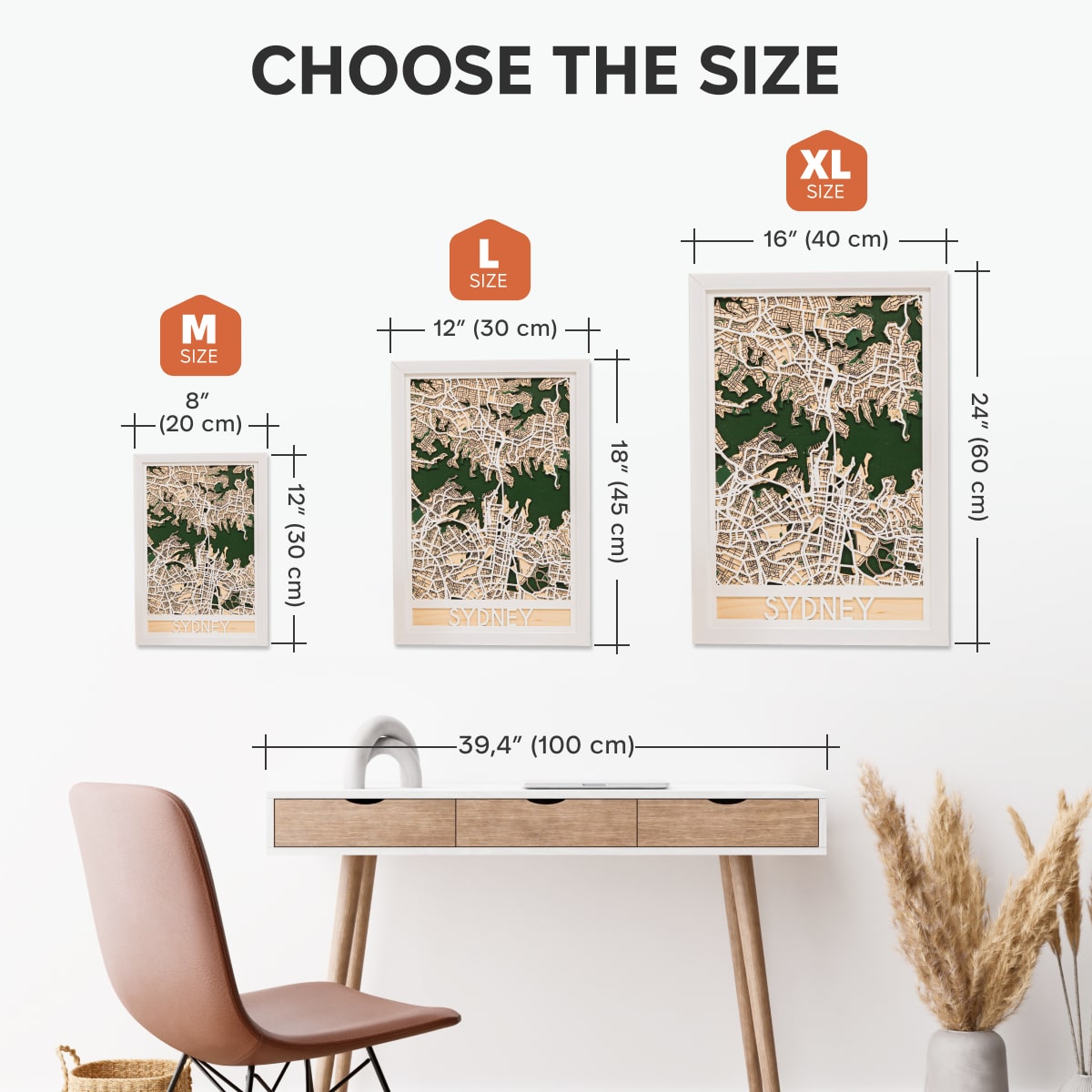 3D Sydney City Map Wood Wall Art - Minimalist Geometric Decor