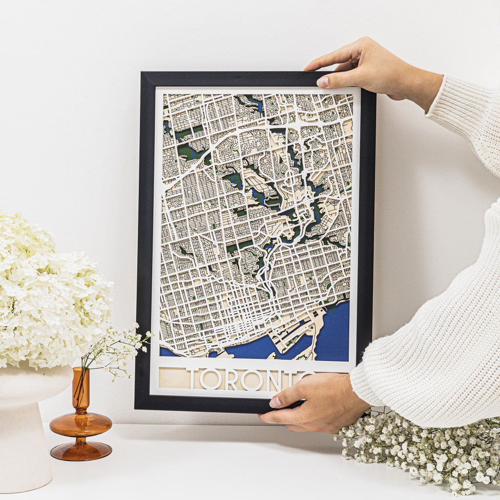 3D City Map Toronto Graphic Print Short Sleeve Crew Neck Top