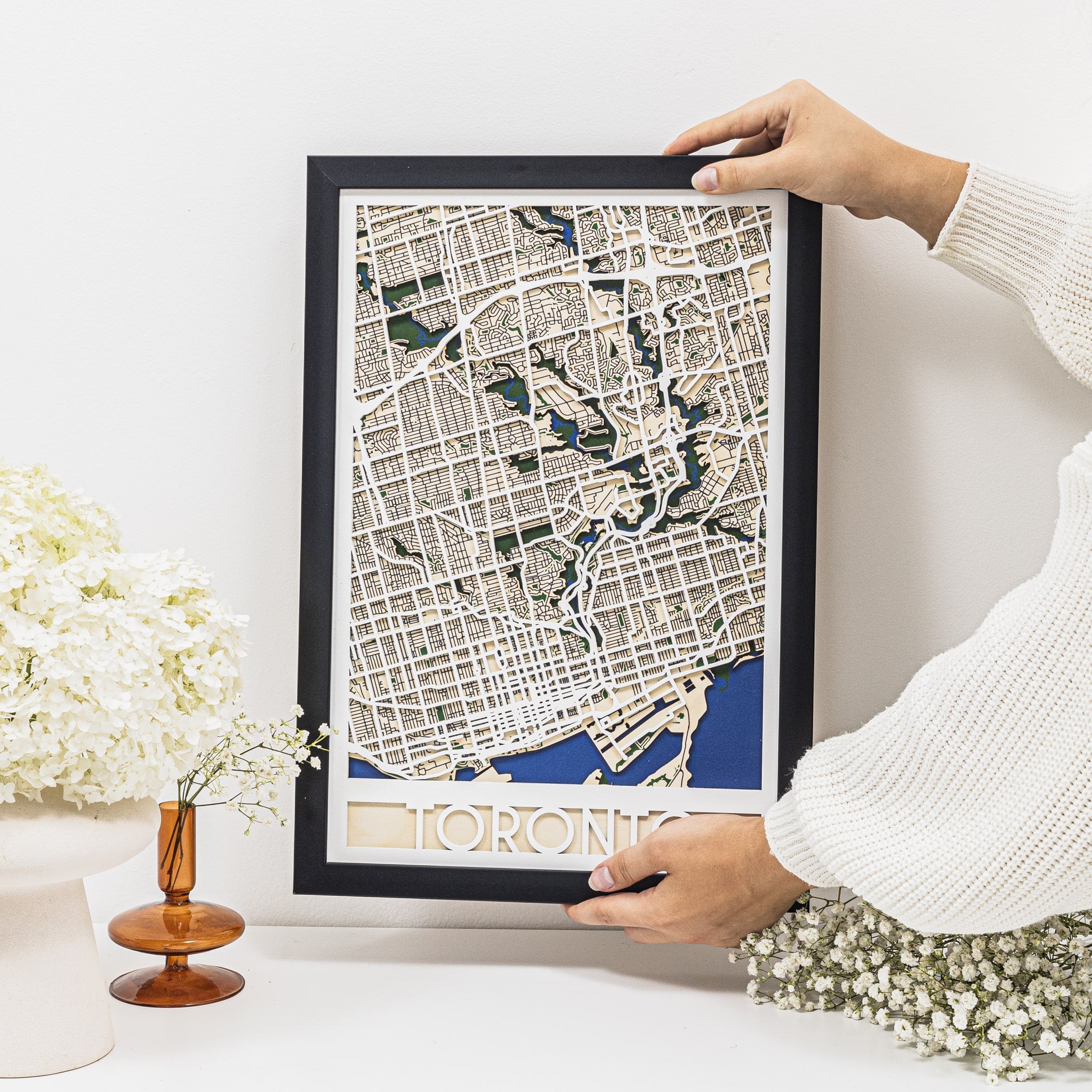 3D City Map Toronto Graphic Print Short Sleeve Crew Neck Top