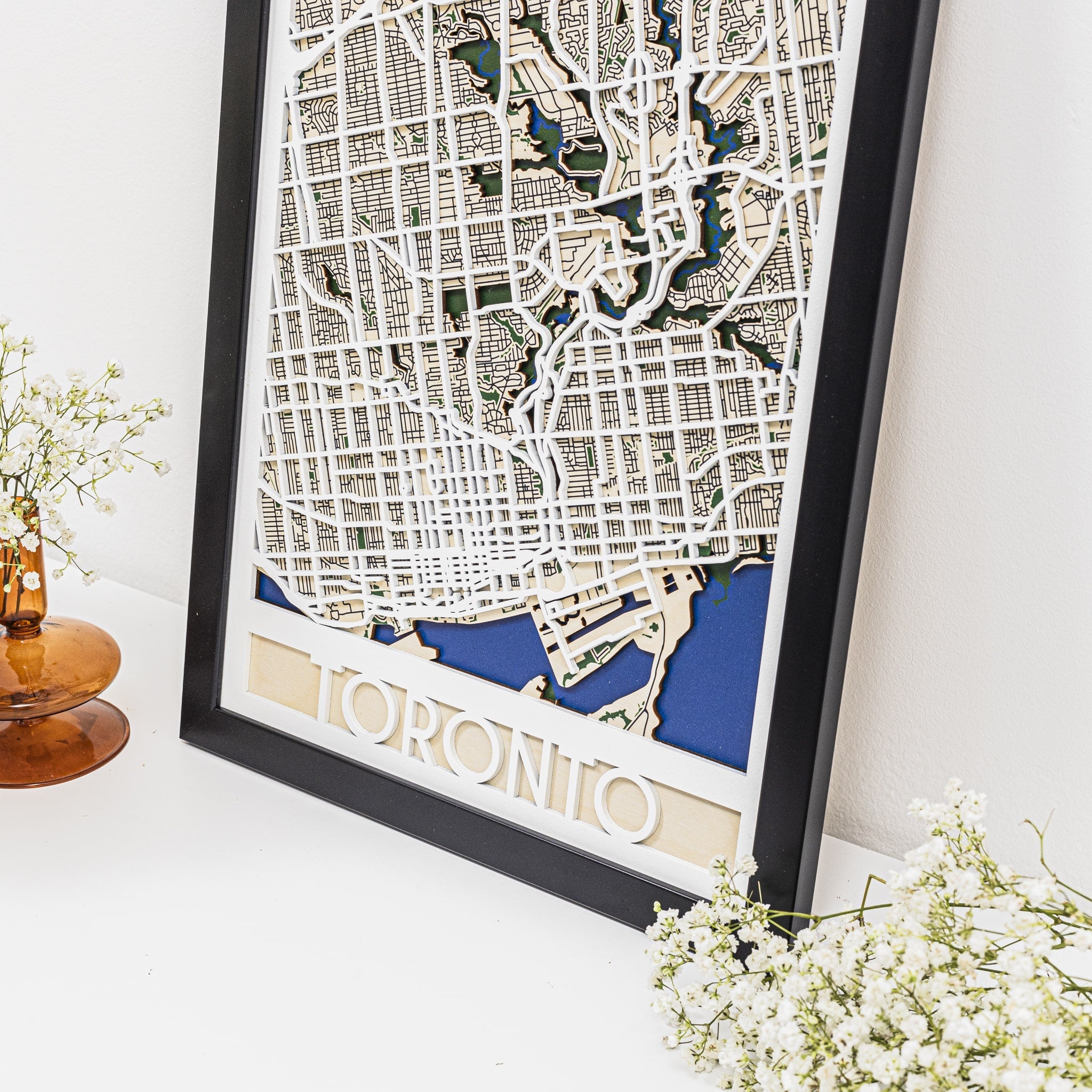 3D City Map Toronto Graphic Print Short Sleeve Crew Neck Top