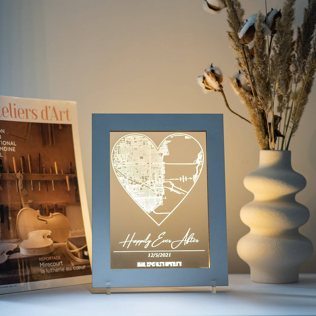 Custom City Map Light Frame - Personalized Urban Art