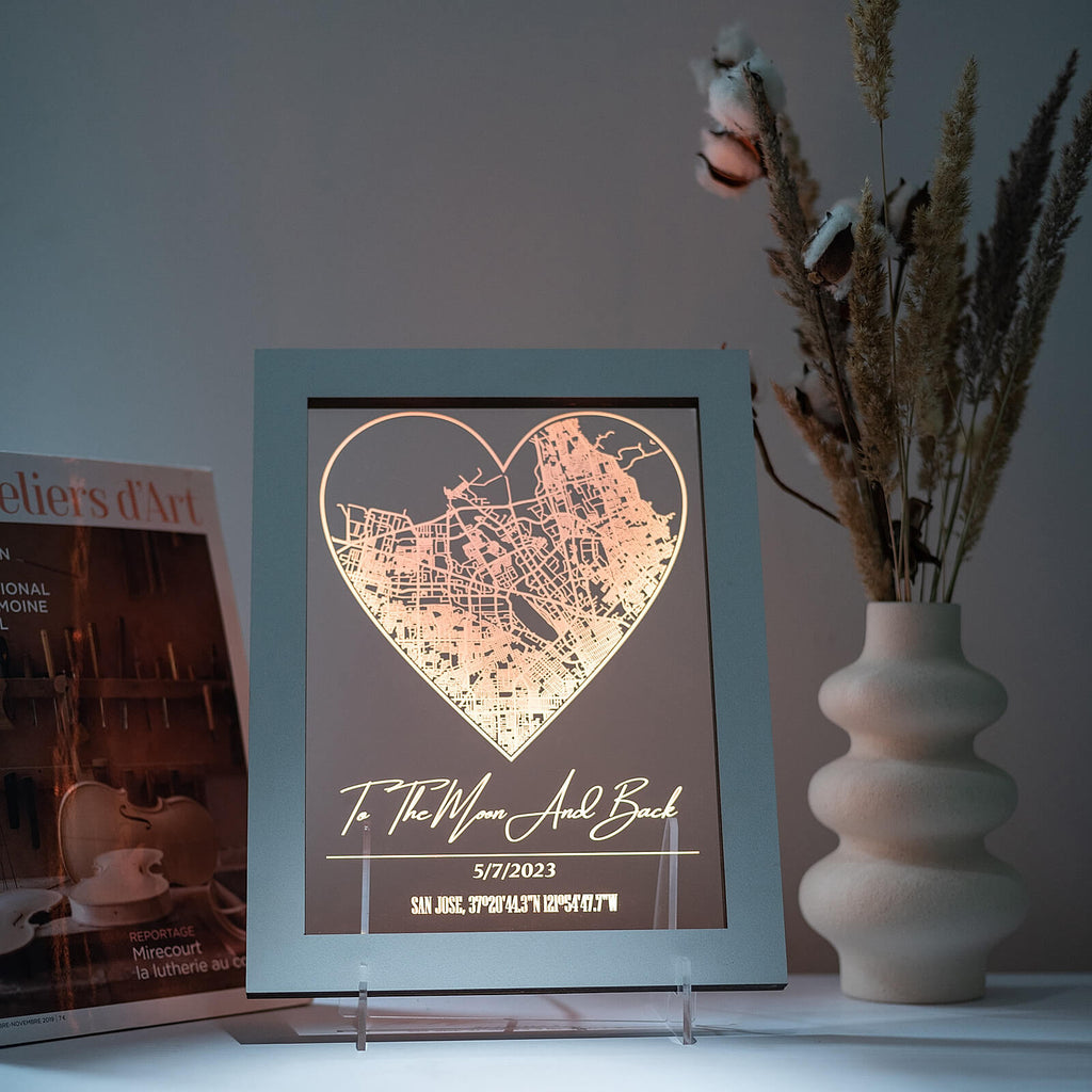 Custom City Map Light Frame - Personalized Urban Art