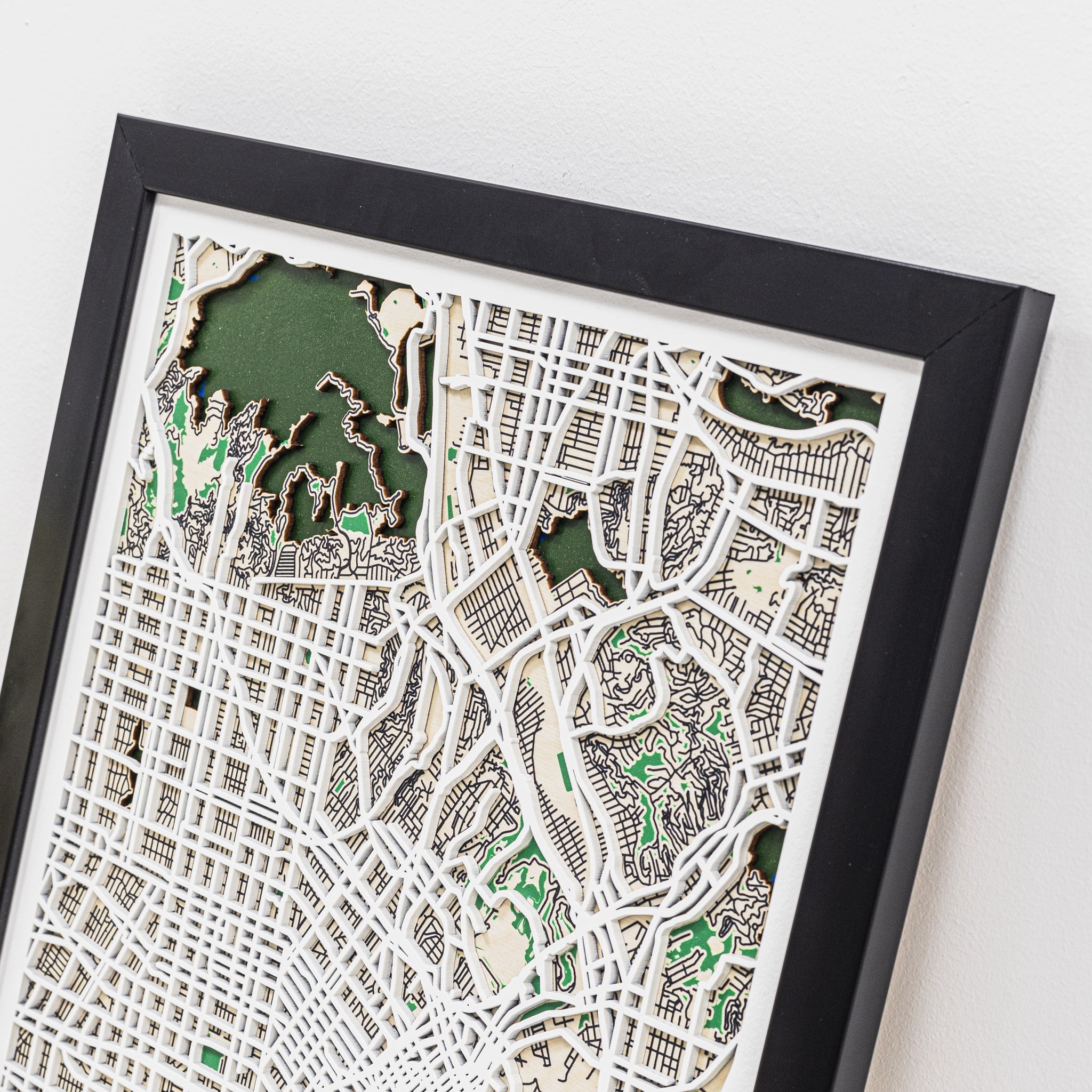 3D City Map Los Angeles Handcrafted Wooden Wall Art Decor