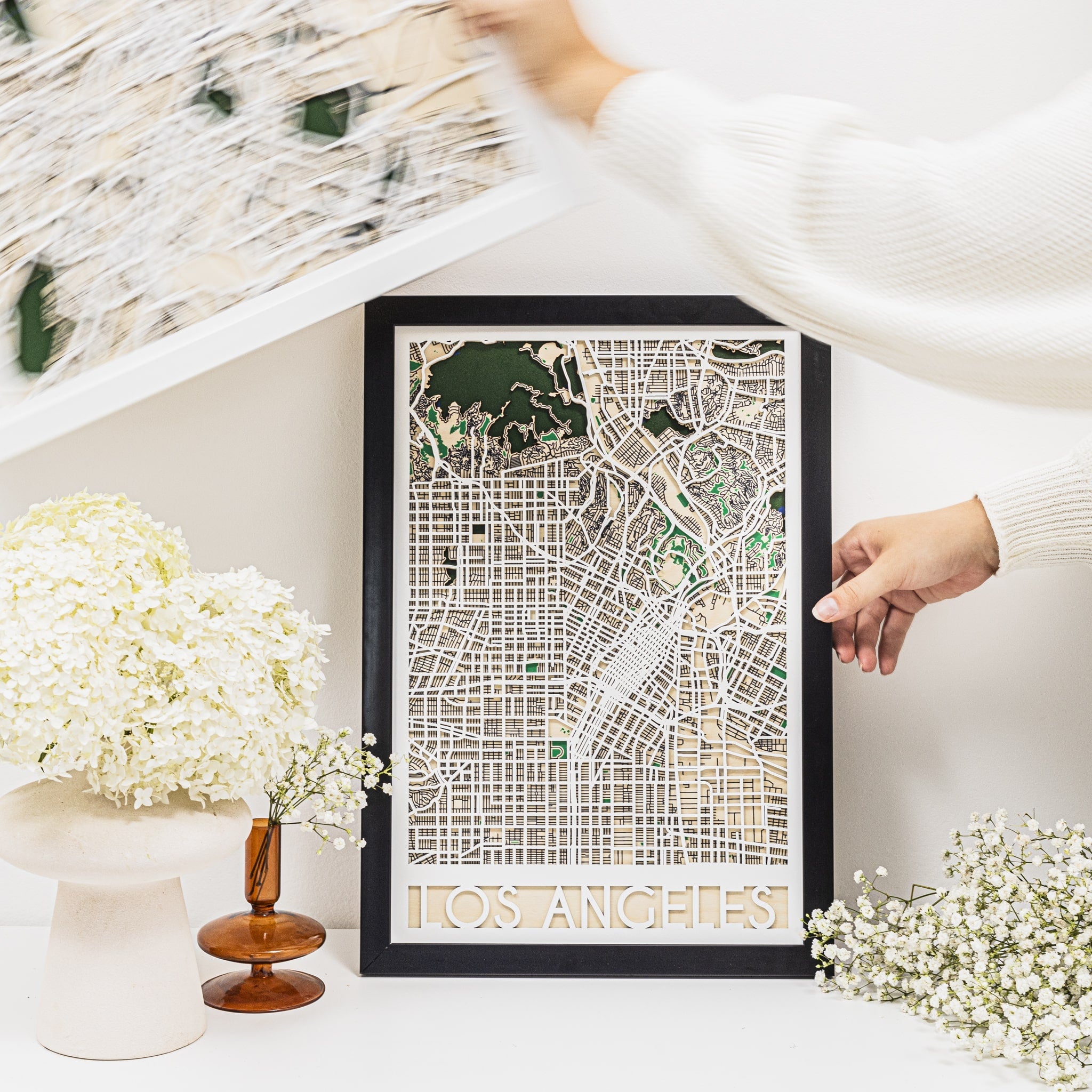 3D City Map Los Angeles Handcrafted Wooden Wall Art Decor