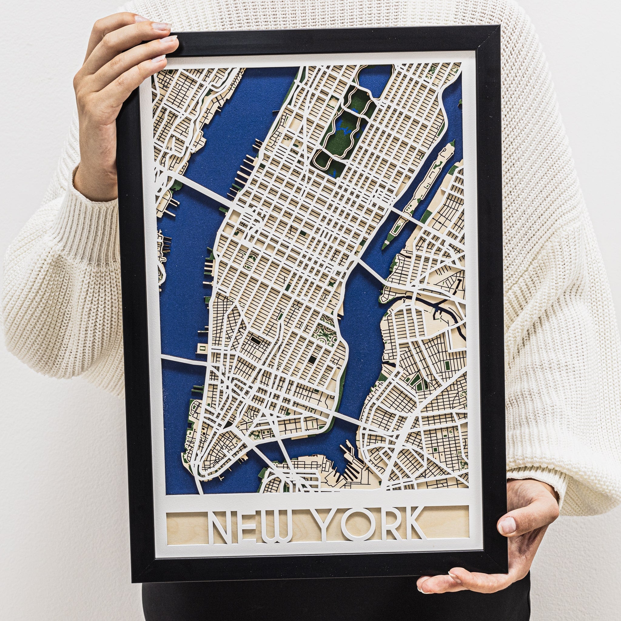 3D City Map New York Wooden Wall Art Handcrafted Skyline Decor