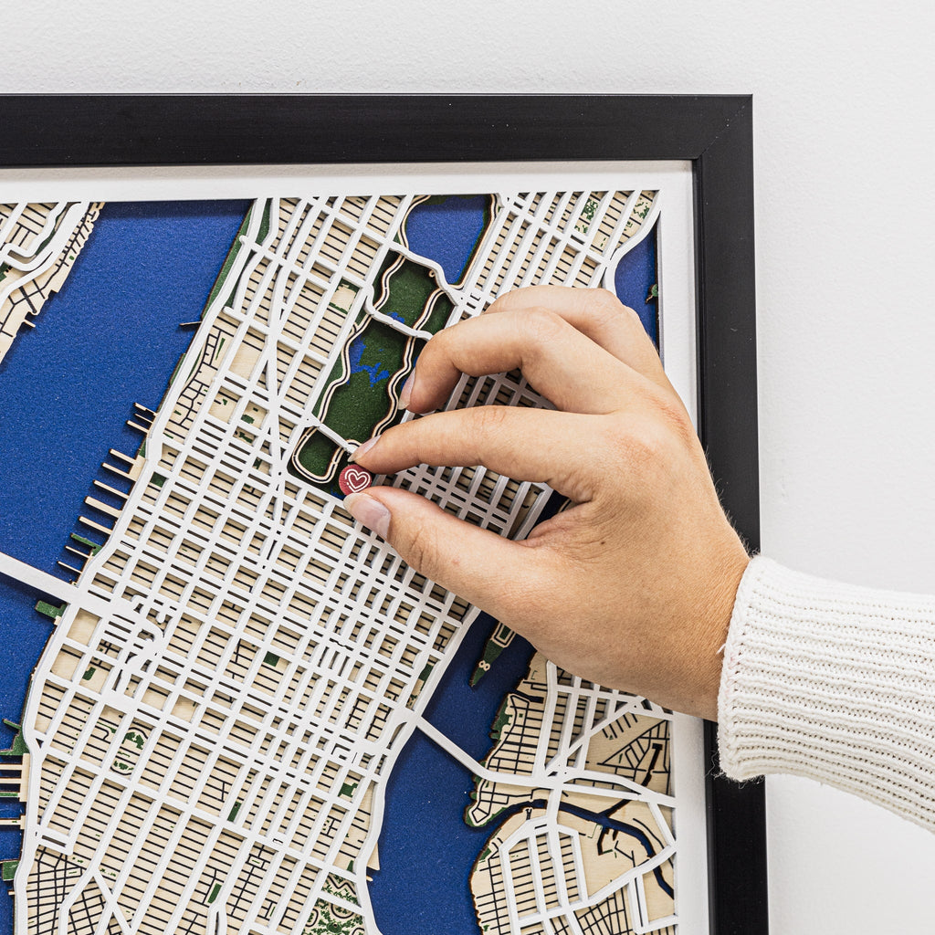 3D City Map New York Wooden Wall Art Handcrafted Skyline Decor
