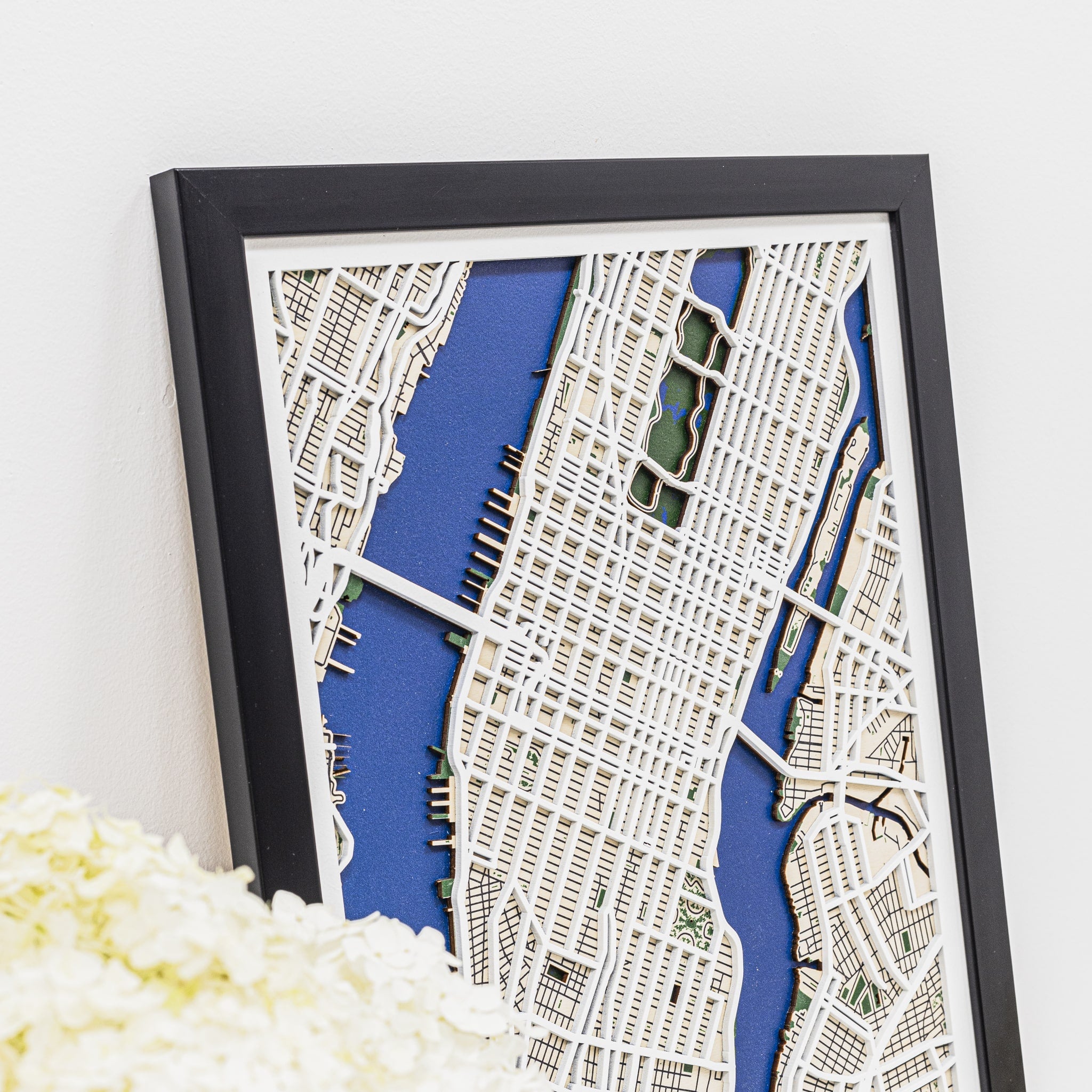 3D City Map New York Wooden Wall Art Handcrafted Skyline Decor