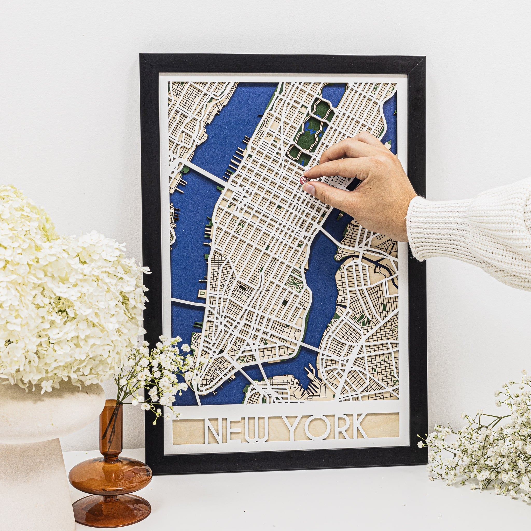 3D City Map New York Wooden Wall Art Handcrafted Skyline Decor