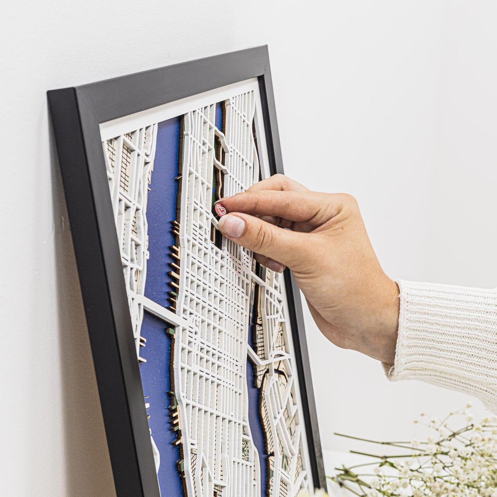 3D City Map New York Wooden Wall Art Handcrafted Skyline Decor