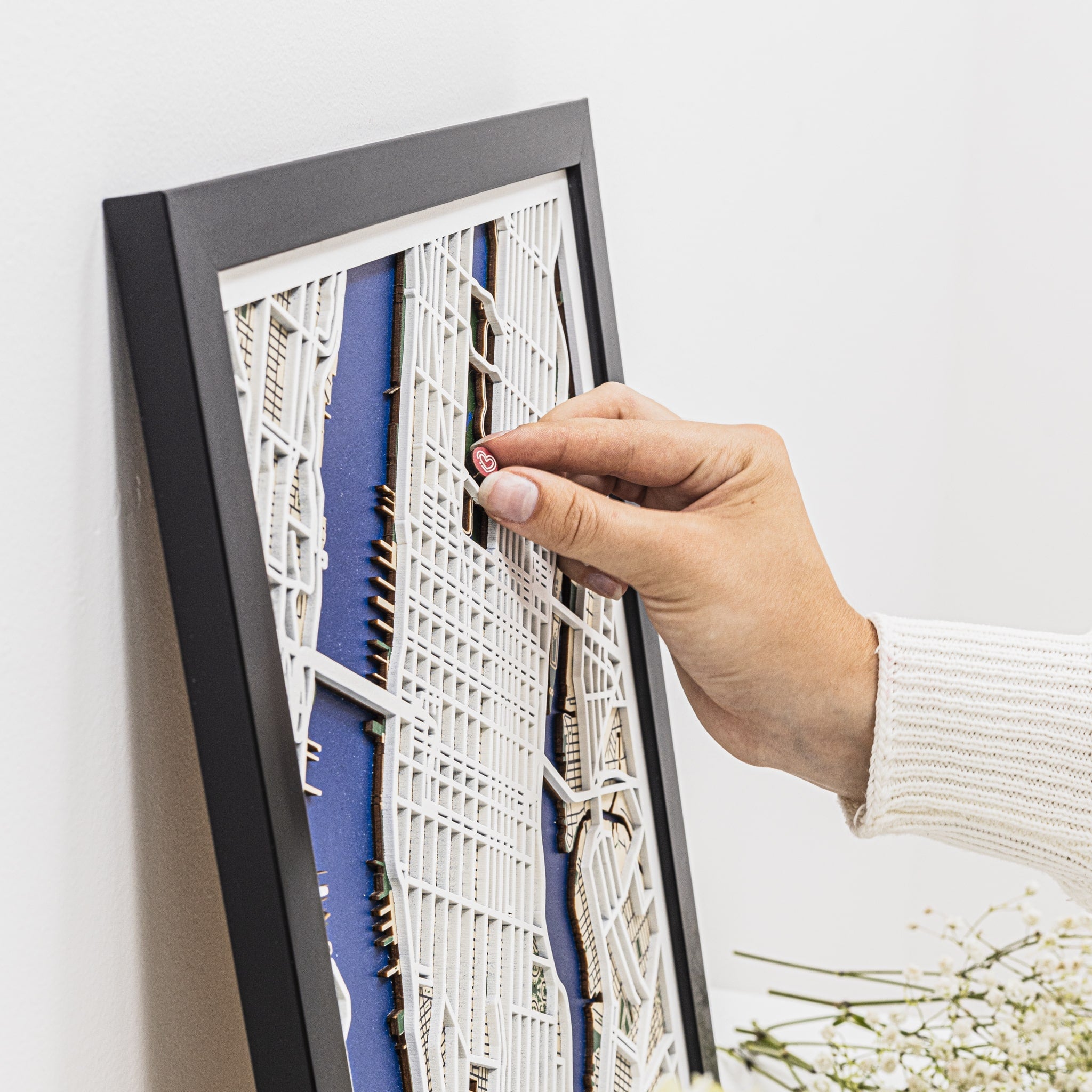 3D City Map New York Wooden Wall Art Handcrafted Skyline Decor