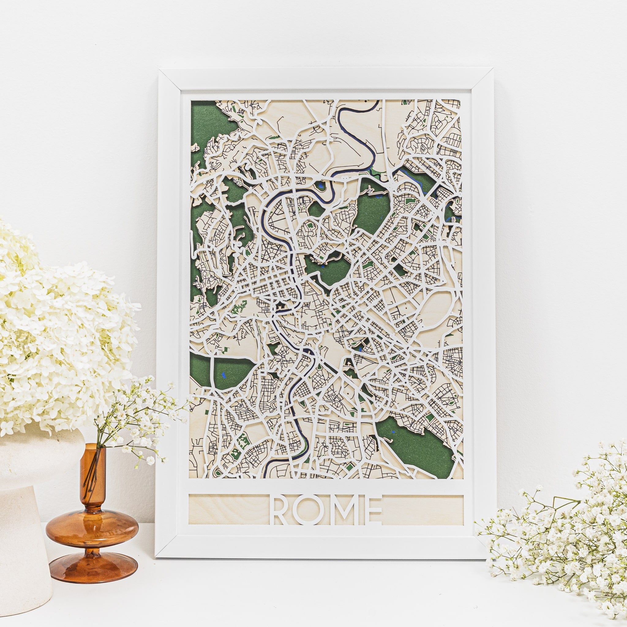 Close up of 3D City Map Rome graphic print on a stylish clothing top