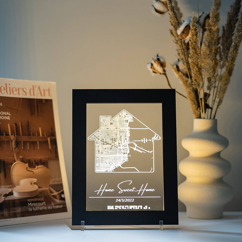 Custom City Map Light Frame - Personalized Urban Art