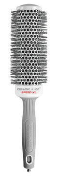 Olivia Garden Ceramic + Ion thermal hair brush with a white and grey 1 3/4 inch barrel for professional styling.