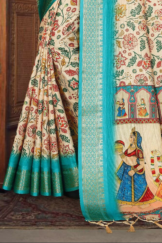 Multi Heavy Rich Cotton Silk Digital Print & Jacquard Saree