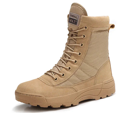 Tactical Black High-Top Combat Boots for Outdoors
