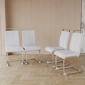 Modern Dining Chairs,PU Faux Leather High Back Upholstered Side Chair With C-shaped Tube Plating Metal Legs For Dining Room Kitchen Vanity Patio Club Guest Office Chair Set Of 4