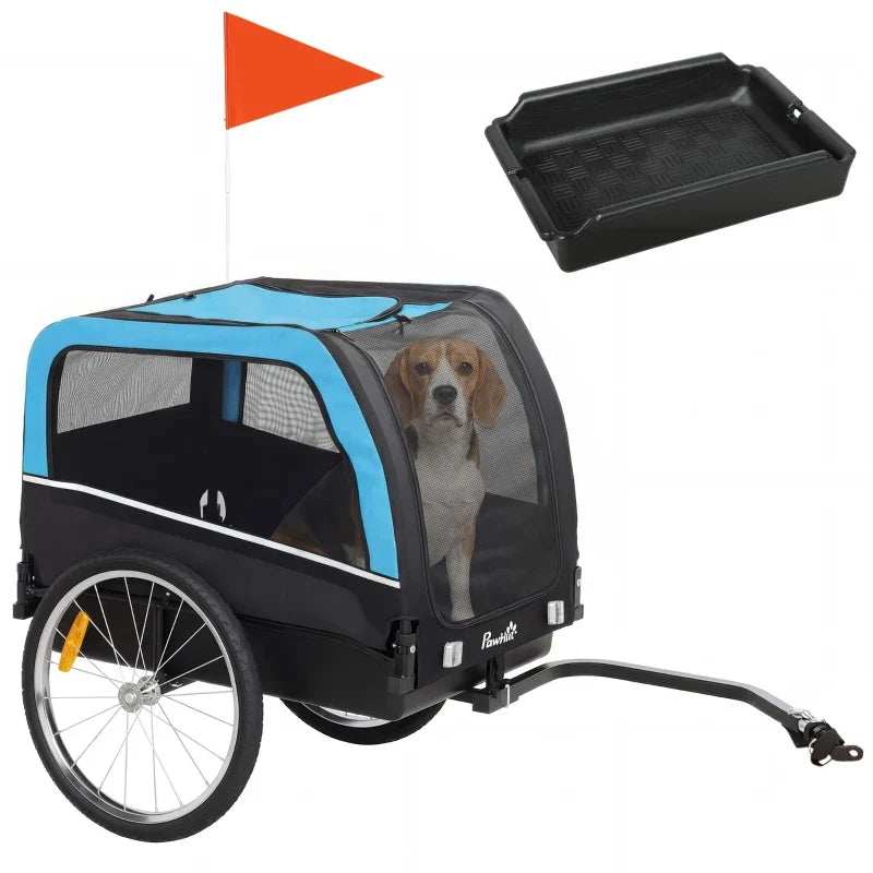 Dog Bike Trailer, Pet Cart Bicycle Carrier with 20" Air Tires, Quick-Release Wheels, Reflectors, Flag