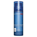 ClarinsMen Super Moisture Balm in a blue pump bottle for intensive face hydration