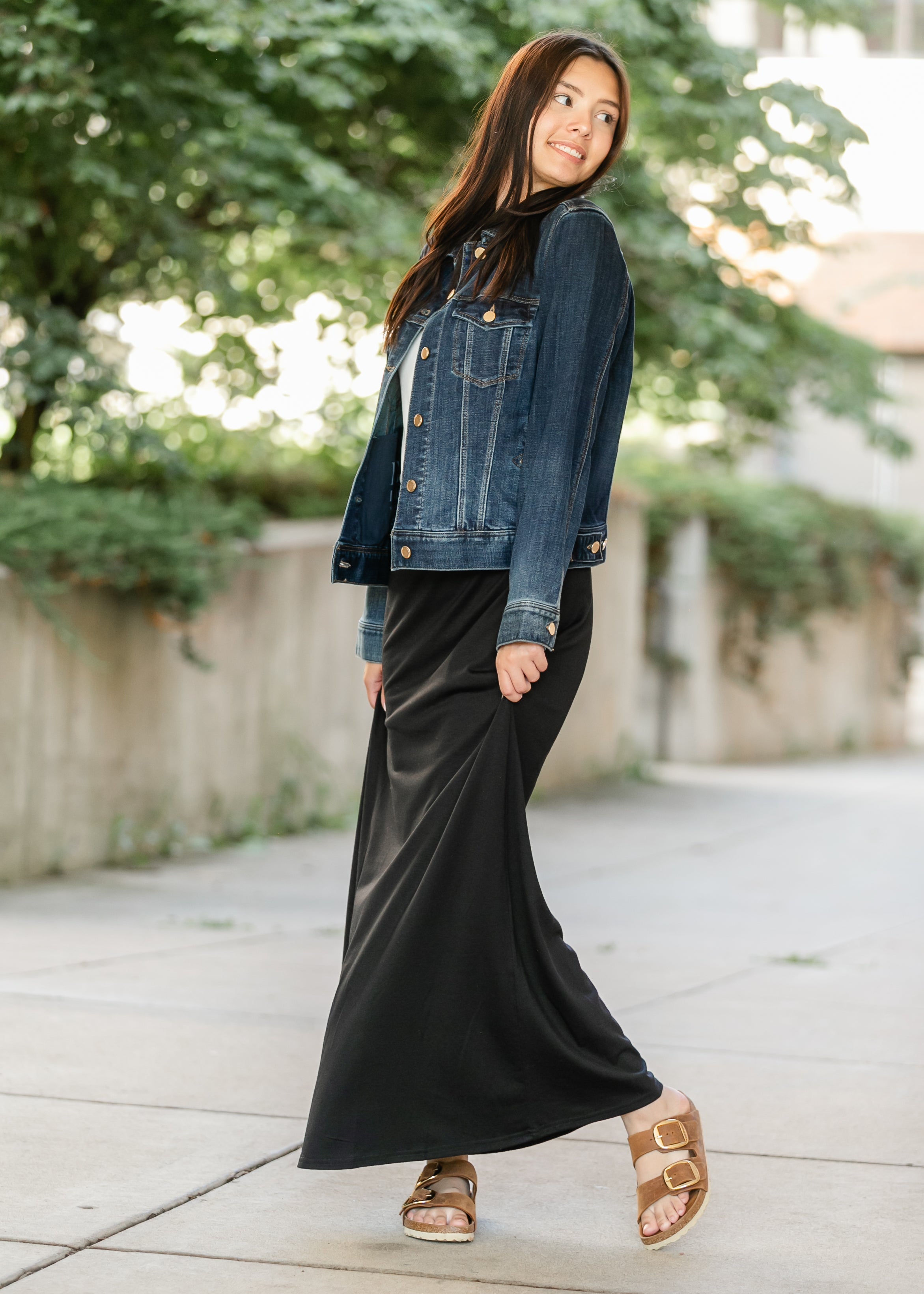 Clarise Black Premium Knit Maxi Skirt | Elastic Waist