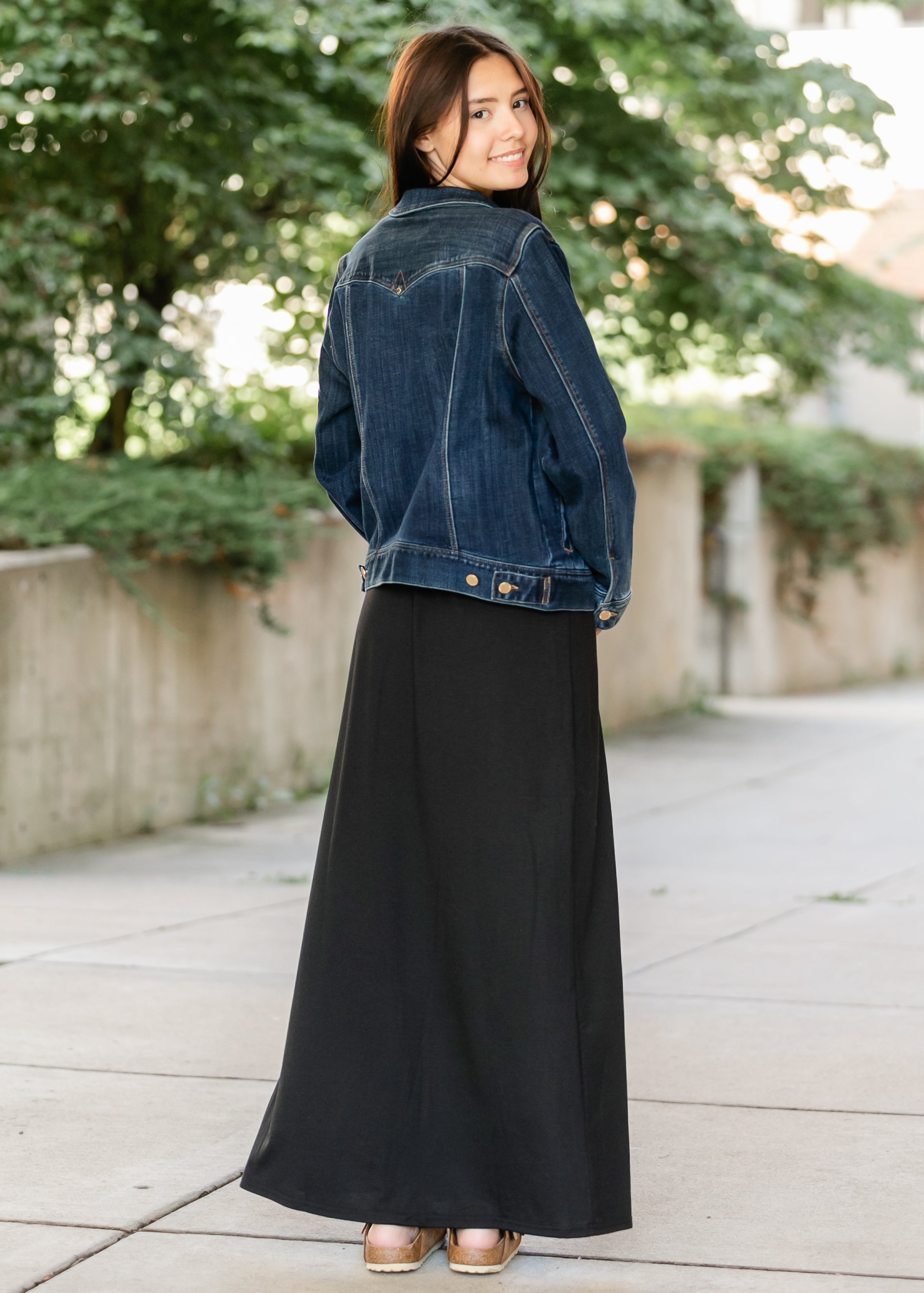 Clarise Black Premium Knit Maxi Skirt | Elastic Waist