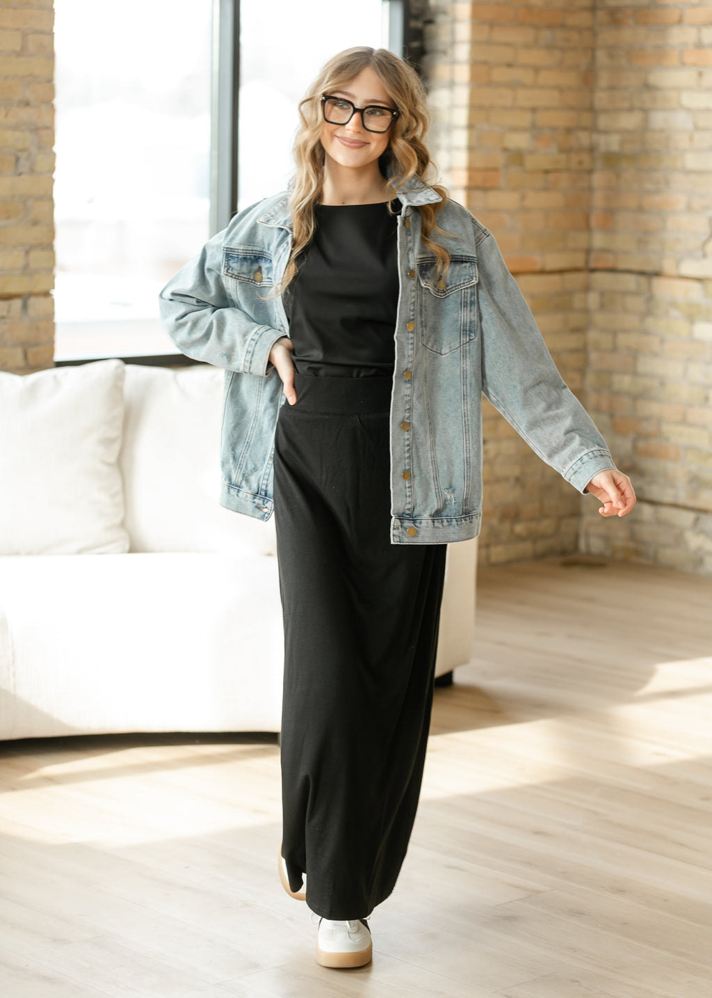 Clarise Black Premium Knit Maxi Skirt | Elastic Waist