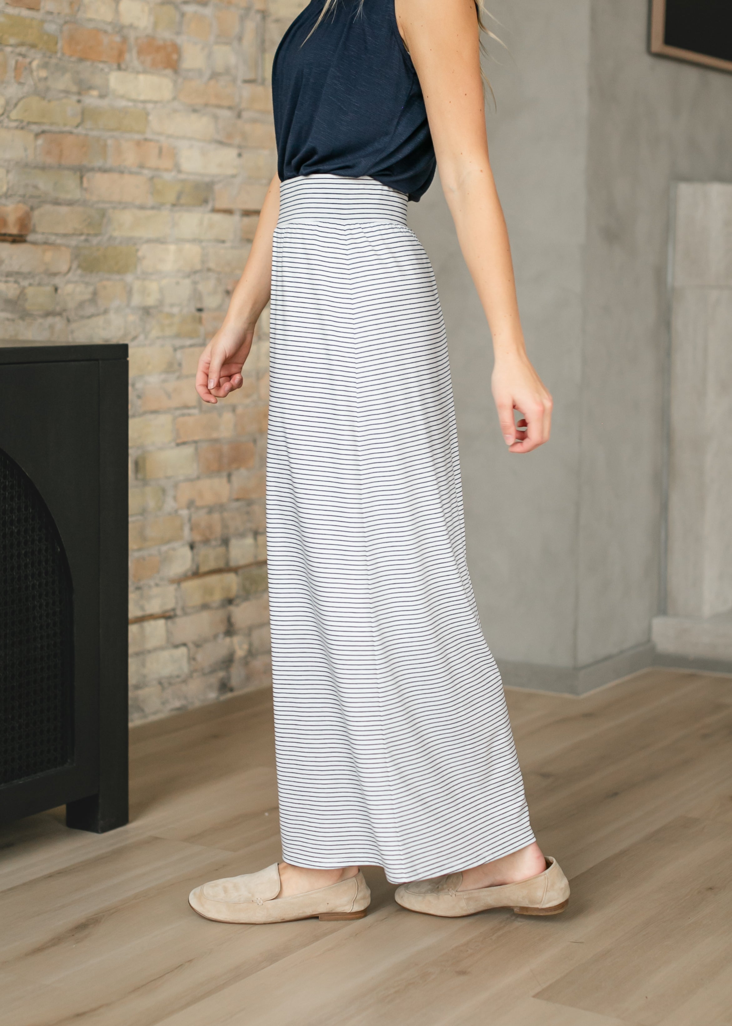 Clarise Striped Premium Knit Maxi Skirt