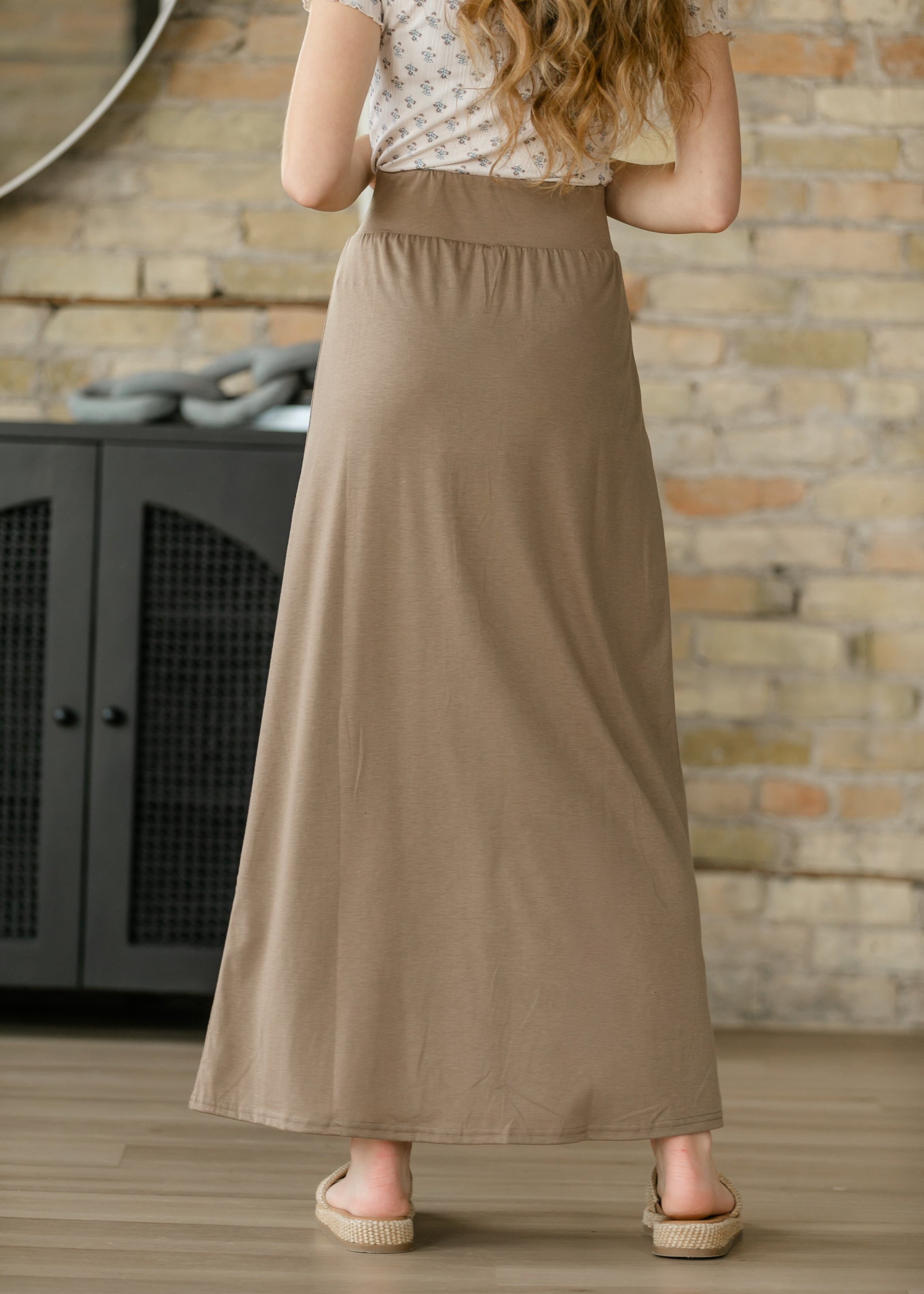 Clarise Taupe Premium Knit Maxi Skirt | Modest