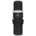 Classic 20mm black leather watch strap with quick-release mechanism