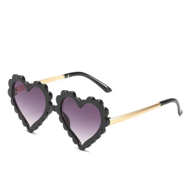 Cute Kids Heart-Shaped Sunglasses Glitter Designer Shades
