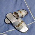 Women’s Classic Double Chain Strappy Flat Flip Flop Sandals