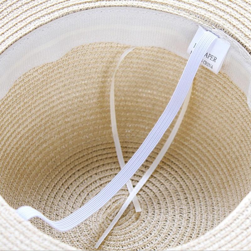 Girls Classic Wide Brim Straw Sun Hat Foldable Beach UV Protection