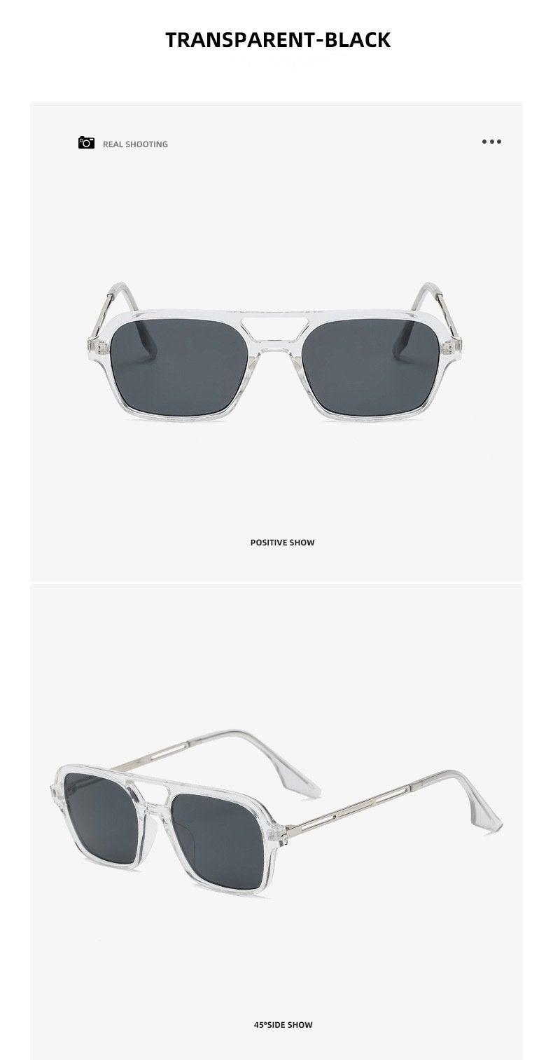 Retro Double Bridge Polarized Square Sunglasses - Pink Gradient