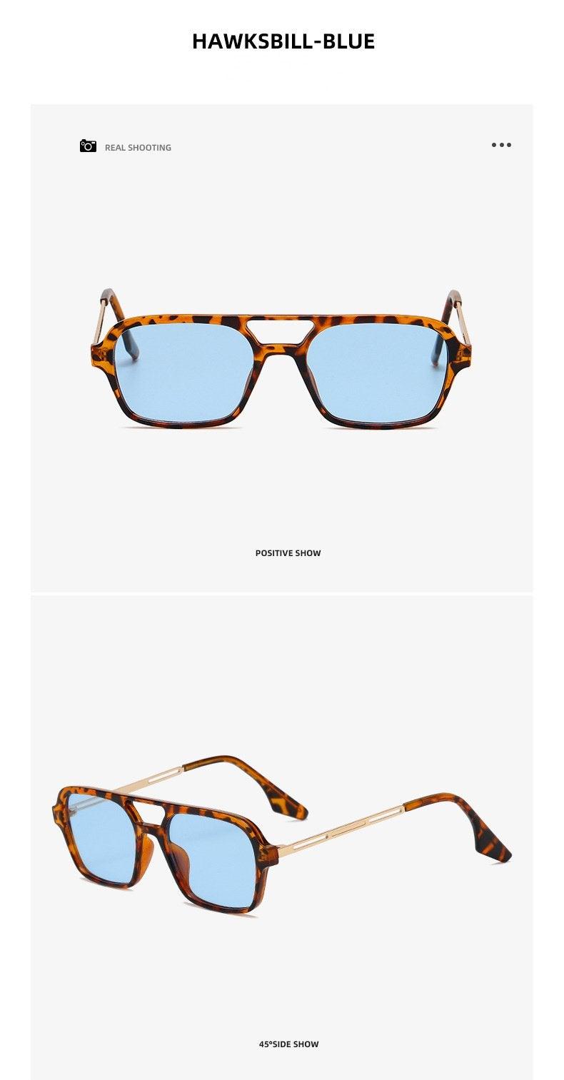 Retro Double Bridge Polarized Square Sunglasses - Pink Gradient