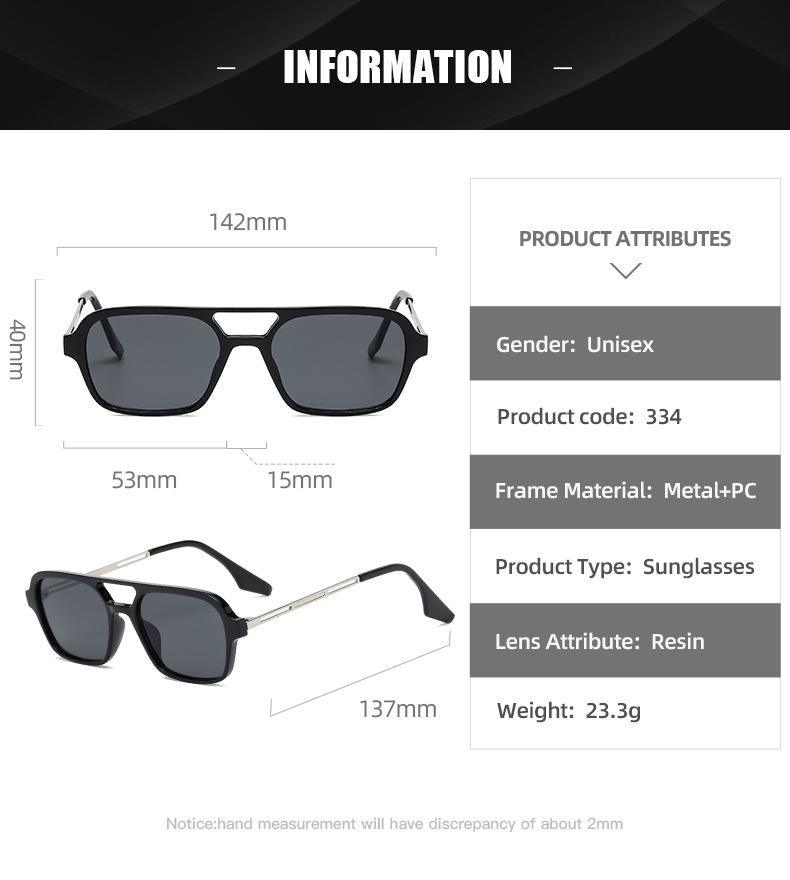 Retro Double Bridge Polarized Square Sunglasses - Pink Gradient