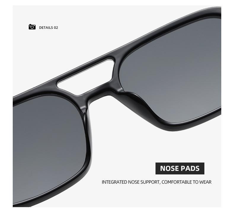 Retro Double Bridge Polarized Square Sunglasses - Pink Gradient
