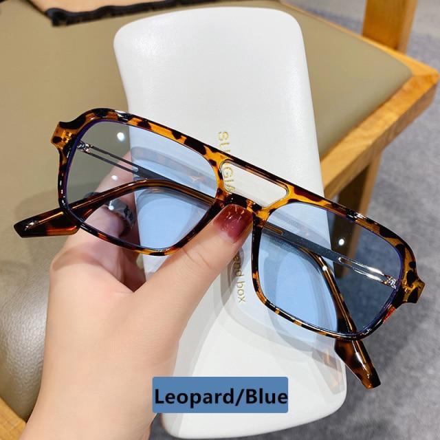 Retro Double Bridge Polarized Square Sunglasses - Pink Gradient
