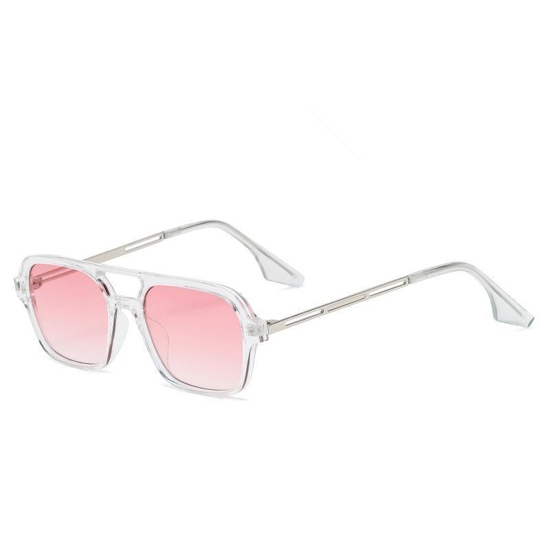 Retro Double Bridge Polarized Square Sunglasses - Pink Gradient