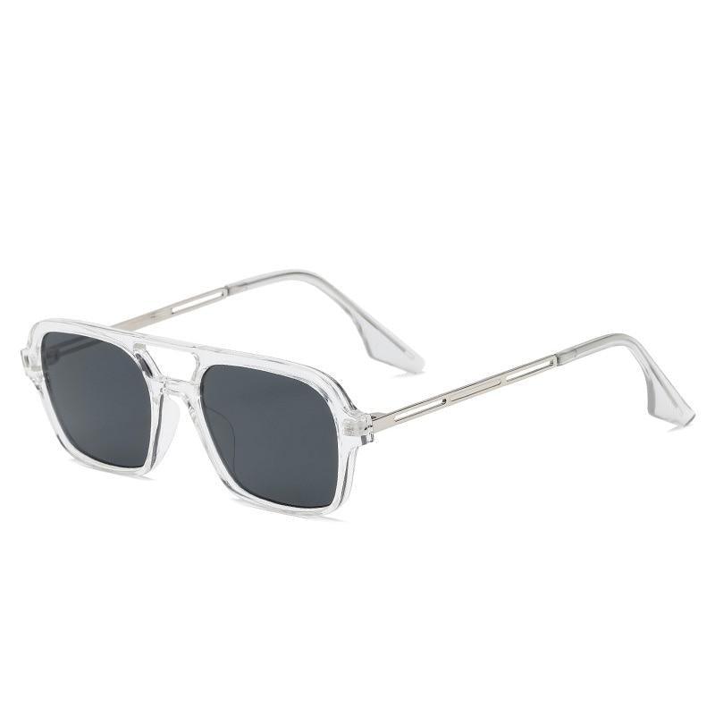 Retro Double Bridge Polarized Square Sunglasses - Pink Gradient