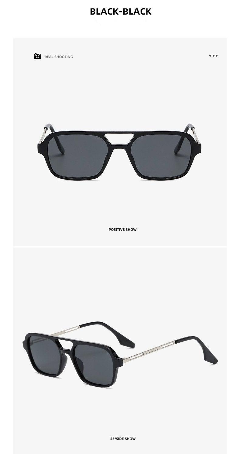Retro Double Bridge Polarized Square Sunglasses - Pink Gradient