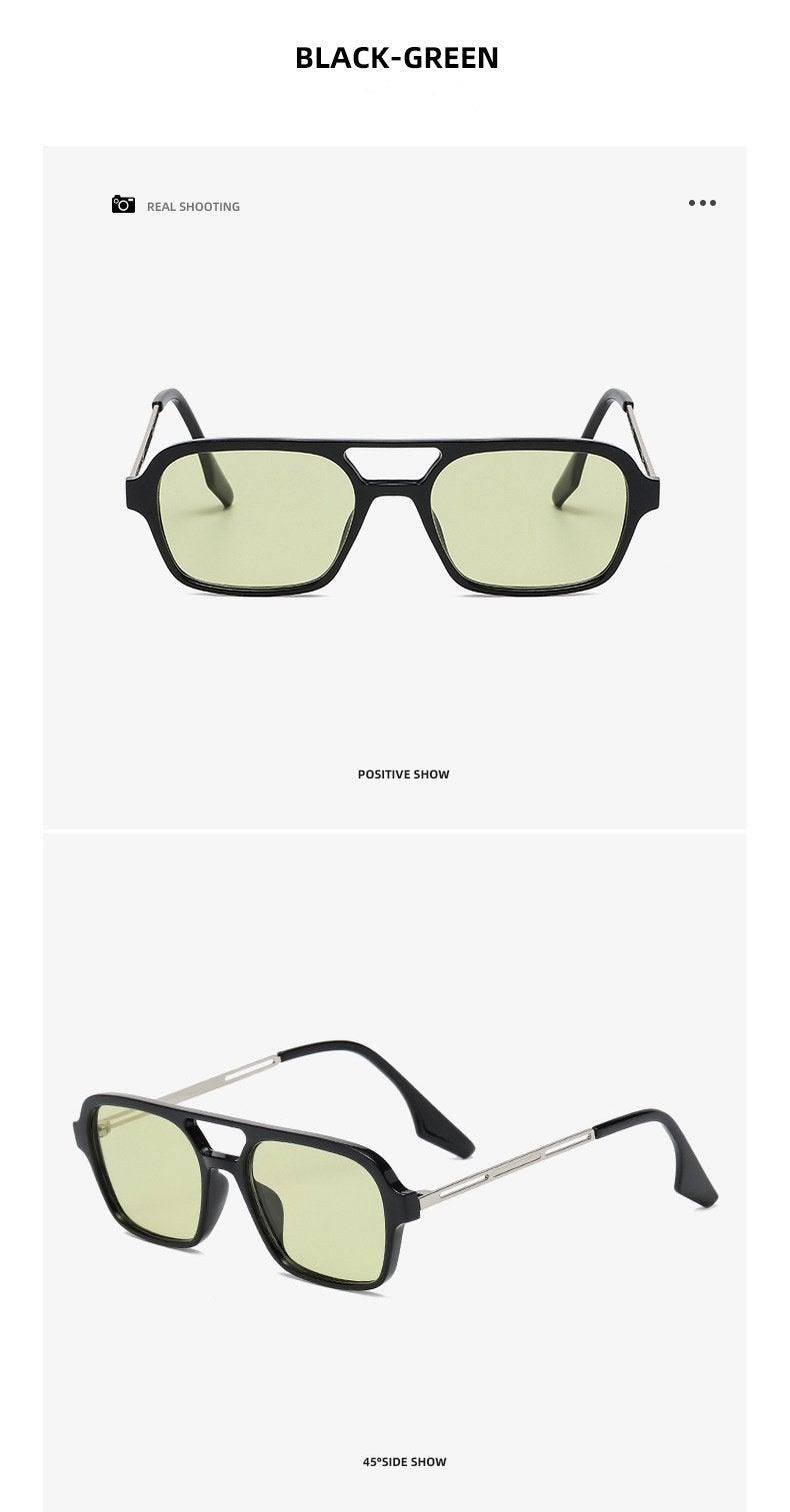 Retro Double Bridge Polarized Square Sunglasses - Pink Gradient